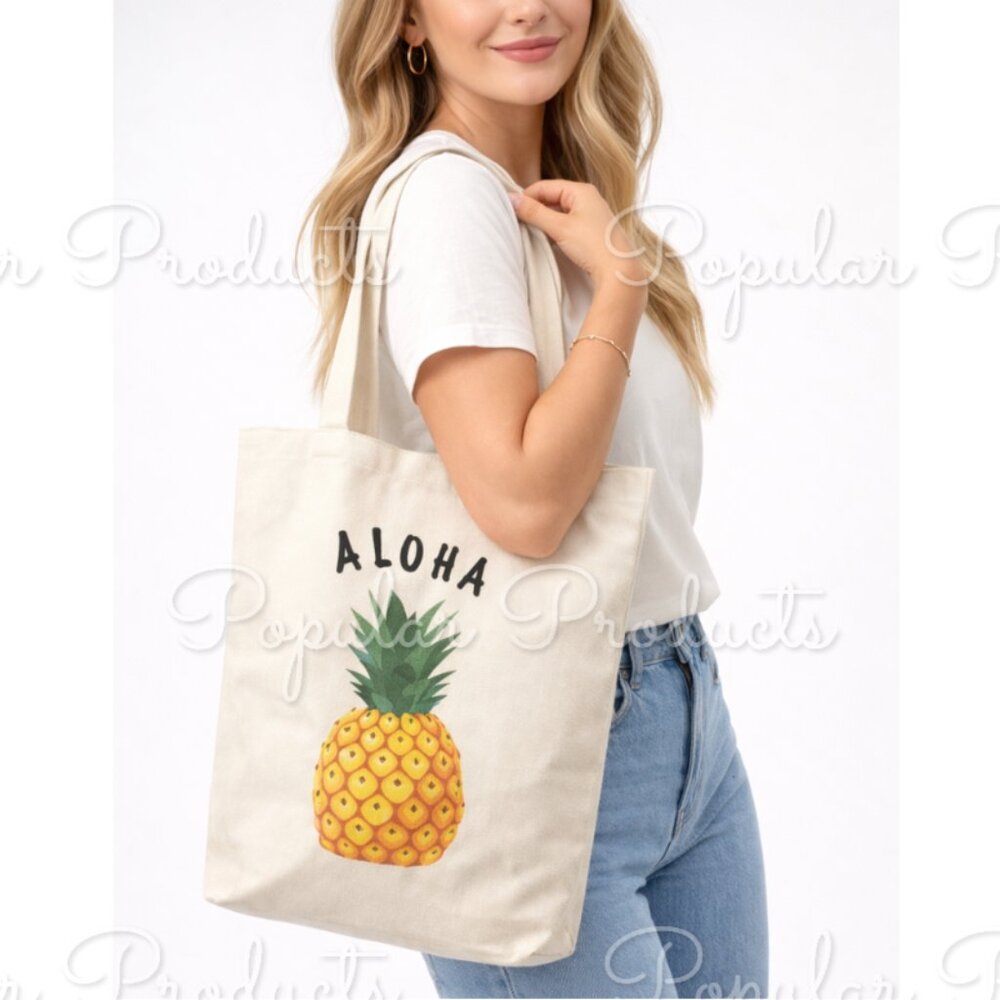 Aloha Pineapple Canvas Market Tote